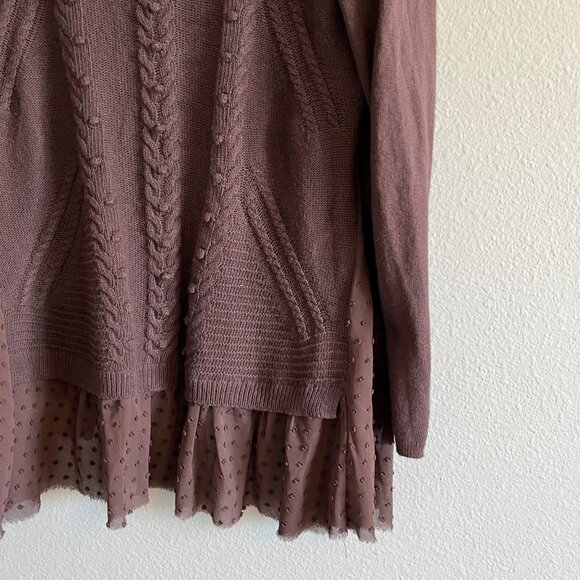 Knitted & Knotted Open Front Cardigan Long Line Cotton Cashmere Blend Purple Med - Picture 8 of 14